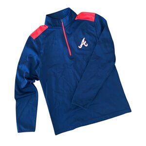 Atlanta Braves MLB Men’s Medium Blue Half Zip Pullover Jacket Fleece Lined